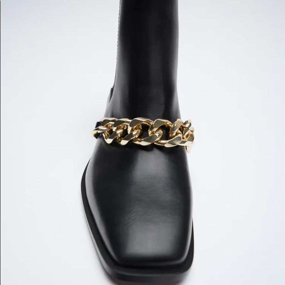 Zara black low heel chain ankle boots - Picture 3 of 6